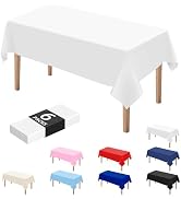 DaiUni 6PCS White Plastic Disposable Table Cloths for Parties 54" x 108", Rectangle Party Tablecl...