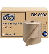 Tork Natural Paper Hand Towel Roll H21 100% Recycled Fiber, Universal Fit 6 Rolls x 800 Ft (RK8002)