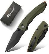 VIRENKNIFE Pocket Folding Knife - Button Lock Knife with Thumb Stud Opener, 2.95" D2 Steel Blade ...