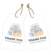joycraft 50Pcs Thank You Gift Tags with String Attached, 3.3×2.1 in Gift Wrapping Hangtags, White...