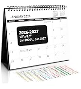 SKYDUE Desk Calendar 2026, 18 Months Small Desk Calendar 2026-2027, Jan 2026 to Jun 2027, 10" x 8...
