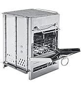 DZRZVD Camping Wood Stove with Grill,Collapsible Backpacking Burner,Small Stainless Steel Firebox...