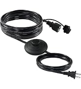 2 Prong Power Extension Cord with Foot Switch - Black 12FT Flat Polarized Short US AC Power Exten...