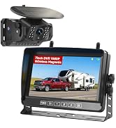 Venluna Magnetic Wireless Backup Camera for Truck, 7" 1080P HD 4CH Monitor | Solar 15000mAh Batte...