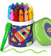 JUPITEARTH Silky Twist Crayons, 24 Colors Washable Crayons for Toddlers 1-3 | Non-Toxic Toddler C...