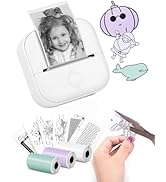 Memoking Mini Portable Sticker Printer - T02 Pocket Printer with 3 Rolls Paper, Bluetooth Photo P...