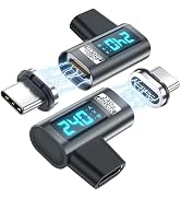 Digital Display USB C Magnetic Adapter Right Angle PD240W 24Pin(2 Pack)Voltage Current Power LED ...