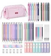 Nicpro 55PCS Aesthetic School Supplies, Bible Study Supplies with Cute Pen Case, 12 Pastel Highli...