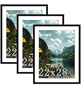 Picrit 22x28 Frame 3 Pack, Black Poster Frame, Display Poster 18 x 24 with Mat or 22 x 28 Without...