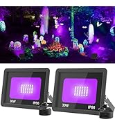 T-SUN 30W LED Black Lights, Blacklight Flood Lights with Plug, IP66 Waterproof Black Light for Gl...