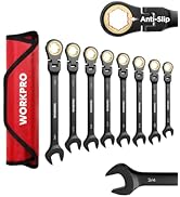 WORKPRO Ratcheting Combination Wrench Set, 8-piece Flex-Head Anti-Slip Set SAE 5/16-3/4 inch, 72-...