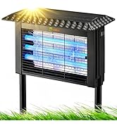 Solar Bug Zapper Outdoor – 4500V Cordless Mosquito Zapper with Rain-Sensing Control, 10W Solar Pa...