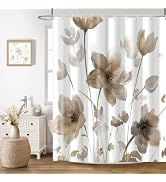 CTOTSYC Brown Boho Floral Shower Curtain for Bathroom with Hooks, 72x72 | Shower Curtain Sets, Wa...