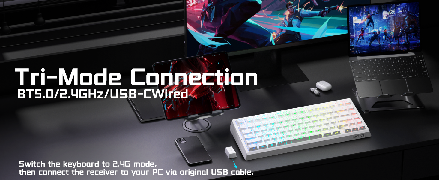 Tri-Mode Computer Mechanical Keyboard Wireless