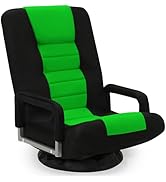 Buymoth Swivel Floor Gaming Chair w/Armrests,Folding Video Reclining Sofa w/6 Adjustable Position...