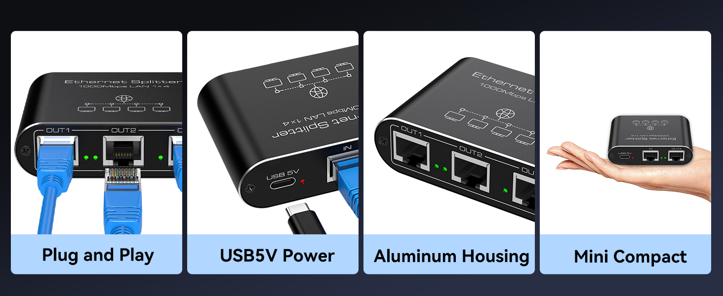 Ethernet Splitter 1 to 4
