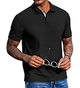 COOFANDY Men's Polo Shirts Short Sleeve Cotton Pique Casual Button T Shirts Classic Fit Collared ...