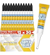Super Glue Liquid Clear, 12 X 3g All Purpose Strong Adhesive Ca Glue Cyanoacrylate Quick Dry Inst...