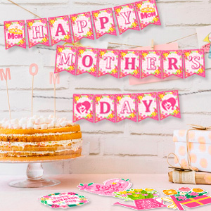 happy mother day hanging swirls
