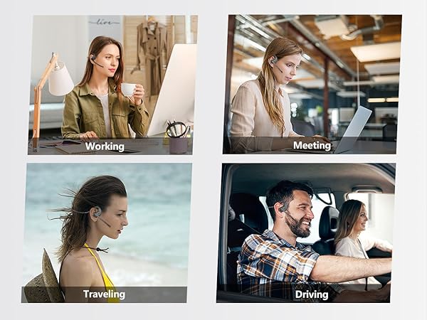 BANIGIPA Bluetooth 5.4 Headsets with Microphone Noise Cancelling Open Ear Headphones for Calling