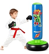 NIBBaNACAL Punching Bag for Kids, 47" Stable Inflatable Boxing Bag for Ages 3-6, Dinosaur Punchin...