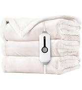 LaffyLo Heated Throw Blanket 50 x 60, Fast Heating Electric Blanket, Dual-Sided Flannel Sherpa, 4...