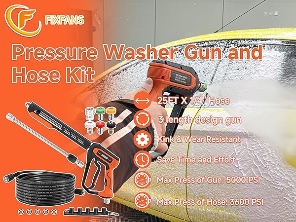 Pressure Washer Gun and 25FT Hose Kit