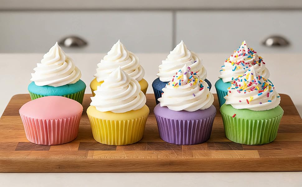 Eoonfirst Bright Rainbow Mini Cupcake Liners Solid Colorful Paper Baking Cups
