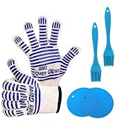 2 Oven Gloves Heat-Resistant,Oven Mitts and Pot Holders, 500? Heat Resistant Oven Mitts, 2 Pot Ho...