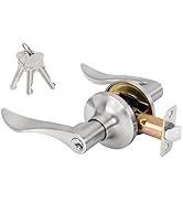 RAFECIEE Keyed Entry Door Lever, Door Handle with Lock and Key, Exterior & Interior Door Handle f...