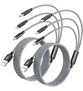 Lightning Cable 3 in 1 Multi Charging Cord 2pack 4FT Nylon Braided Multiple iPhone Charger Wire M...