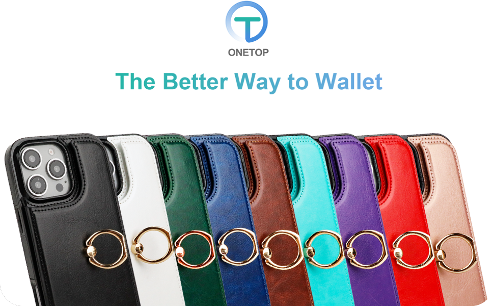 Wallet Case with Ring Holder for iPhone 16 Pro Max Black Brown Blue Red Green White Rose Gold