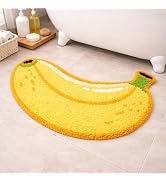 twinklemon Banana Tufted Rug Funny Fruit Bathroom Rugs Soft Flocking Bath Rug Absorbent Non-Slip ...