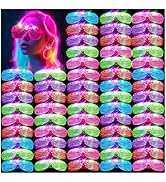 HONLYNE105 PCS LED Glasses, Glow in the Dark Party Supplies Light Up Glasses for Kids Adults, Neo...