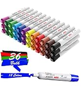 Comix Dry Erase Markers, Chisel Tip White Board Markers, 36 Count 12 Assorted Colors Low Odor Mar...