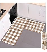 Matace Buffalo Check Plaid Kitchen Rug Set - 2PCS (17x47 & 17x29), Farmhouse Style, Non-Printed W...