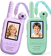 Kids Video Walkie Talkies 2 Pack, 180° Rotating Camera & Live Video Chat, Rechargeable Intercom T...