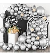 Silver Balloons, 113PCS Different Sizes Metallic Silver Balloon Garland Arch Kit 18/12/10/5 Inch ...