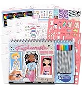 Fashion Angels Fashionista Design Sketch Book Set, Includes Sketch Pad with Stencils, Stickers & ...