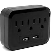 USB Wall Charger Surge Protector, 3 Outlet Extender with 2 USB Ports Outlet Adapter,Multi Plug Ou...