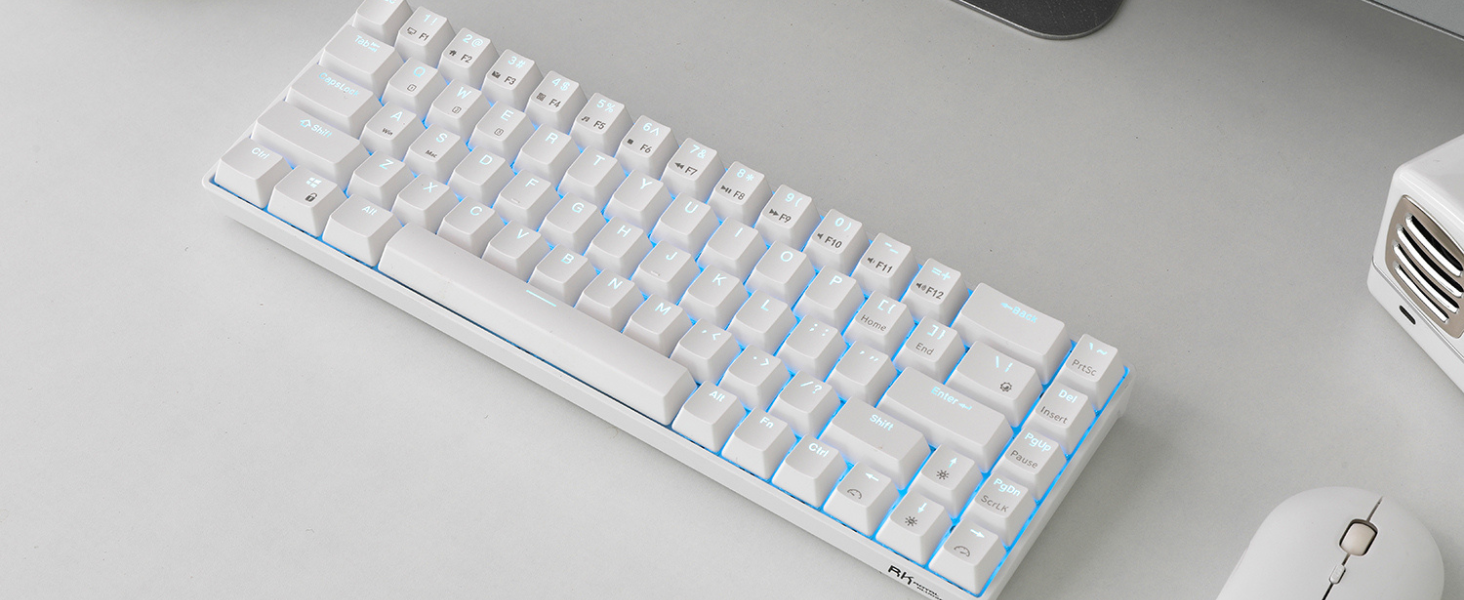 Hot-Swappable 65% Wireless Mechanical Keyboard, 60% 68 Keys Compact Bluetooth Gaming Keyboard
