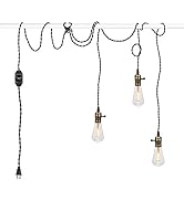 Vintage Pendant Light Kit Cord with Dimming Switch and Triple E26/E27 Industrial Light Socket Lam...