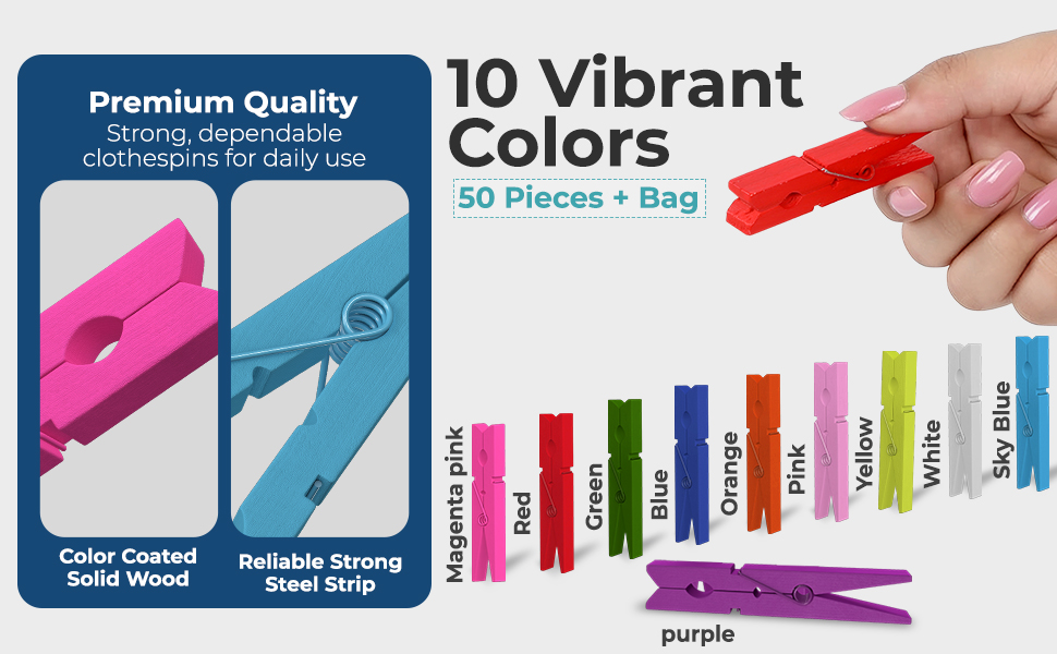 Vibrant Colors Premium Quality Clothes Pins