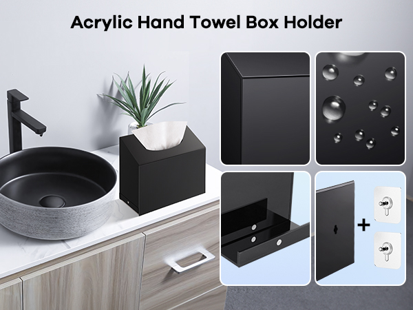Acrylic Hand Towel Box Cover Holder Compatible with Kleenex Disposable Paper Hand Towels