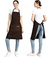 HDGOUIV Dark Brown Apron for Men Women, Chef Apron with Adjustable Neck Strap, Water Resistant Ki...