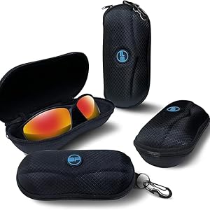 Sunglasses Case Semi Hard EVA Shell with Metal Hanging Hook Belt Clip Sun Glasses Storage