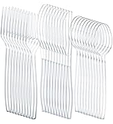 Liacere 360PCS Heavy Duty Clear Plastic Silverware, 150 Forks, 150 Spoons, 60 Knives, BPA-Free, H...