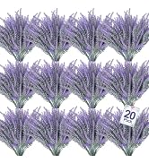 TURNMEON 20 Bundles Artificial Lavender Flowers for Outdoors, UV Resistant Fake Plants Artificial...