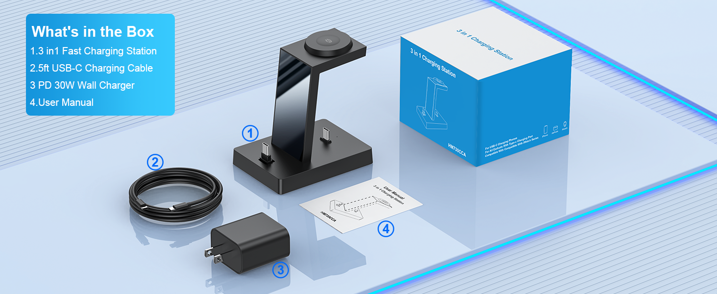 3 in one charger with usbc plug