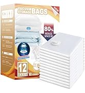 TAILI 12 Pack Vacuum Storage Bags, Jumbo Vacuum Seal Bags for Clothing (40x31 Inch), Space Saver ...